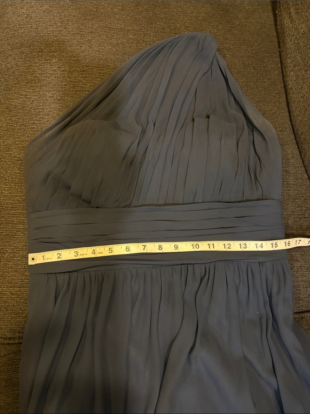 Camille La Vie One-Shoulder Navy Blue Chiffon Gown-Size 10 - Picture 14 of 16